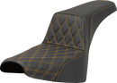 SADDLEMEN Step-Up Seat - Front Lattice Stitch - Gold Stitch - FXST/FXBB '18-'25 818-30-17207