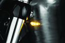 Kuryakyn Rhombus S Single Function Front Left Turn Signal with Clear Lens and Amber Satin Black Finish (Part