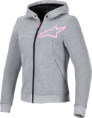 ALPINESTARS Stella Chrome v2 Sport Hoodie - Heather Gray/Fluo Pink - Small 4210225-9197-S