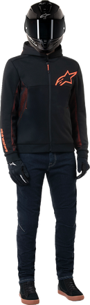 ALPINESTARS Chrome Air Sport Hoodie - Black/Red Fluo - XL 4200425-1030-XL