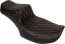 LE PERA Tailwhip Daddy Long Legs Seat - Burnt Orange Double Diamond Stitch - FLH/FLT '23-'25 LV-587DLDD-OB4