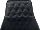 LE PERA Tailwhip Daddy Long Legs Seat - Blue Double Diamond Stitch - FLH/FLT '23-'25 LV-587DLDD-BE01