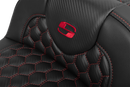 SADDLEMEN Roadsofa™ Extended Reach Seat - with Backrest - Honeycomb - Red Stitch - FLTR/FLHX '23-'24 823-07-190B4