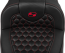 SADDLEMEN Roadsofa™ Extended Reach Seat - with Backrest - Honeycomb - Red Stitch - FLTR/FLHX '23-'24 823-07-190B4