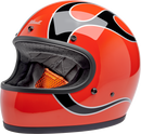 BILTWELL Gringo Helmet - Flames - Competition Orange - Small 1002-593-502