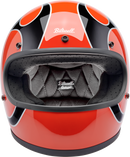 BILTWELL Gringo Helmet - Flames - Competition Orange - Small 1002-593-502