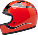 BILTWELL Gringo Helmet - Flames - Competition Orange - Small 1002-593-502
