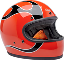 BILTWELL Gringo Helmet - Flames - Competition Orange - Small 1002-593-502
