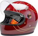 BILTWELL Gringo S Helmet - Flames - Gloss Garnet Red - XS 1003-594-501
