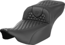 SADDLEMEN Heated RoadSofa™ Seat - Extended Reach - Honeycomb Stitch - w/o Backrest - FLT/FLH ’23-‘24 823-07-190A0