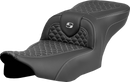 SADDLEMEN Roadsofa™ Seat - Dragon Scale Stitch - Silver Stitch - w/o Backrest - FLTR/FLHX '23-'24 823-07-20805