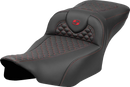 SADDLEMEN Roadsofa™ Extended Reach Seat - Dragon Scale Stitch - Red Stitch - w/o Backrest - FLTR/FLHX '23-'24 823-07-20904