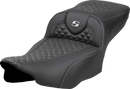 SADDLEMEN Roadsofa™ Extended Reach Seat - Dragon Scale Stitch - Silver Stitch - w/o Backrest - FLT/FLH '23-'24 823-07-20905