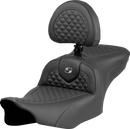SADDLEMEN Roadsofa™ Seat - Dragon Scale Stitch - Gray Stitch - w/ Backrest - FLTR/FLHX '23-'24 823-07-208B2