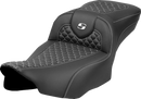 SADDLEMEN Roadsofa™ Extended Reach Seat - Dragon Scale Stitch - White Stitch - w/o Backrest - FLT/FLH '23-'24 823-07-20906