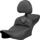 SADDLEMEN Roadsofa™ Extended Reach Seat - Dragon Scale Stitch - Dark Gray Stitch - w/ Backrest - FL '23-'24 823-07-209B2