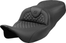 SADDLEMEN Roadsofa™ Seat - Dragon Scale Stitch - Black Stitch - w/o Backrest - FLH/FLT '08-'24 808-07B-20800