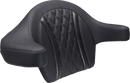 MUSTANG Deluxe Extended Arm Wrap-around Backrest - Diamond - Gunmetal Stitch - FLT/FLH '23-'25 88430GM