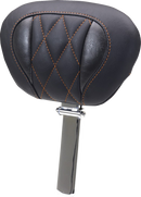 MUSTANG Deluxe Driver Backrest - Diamond - Mandarin Orange Stitching - FLT/FLH '23-'25 89460MO