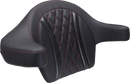 MUSTANG Deluxe Extended Arm Wrap-around Backrest - Diamond - Dark Cherry Stitch - FLT/FLH '23-'25 88430DC