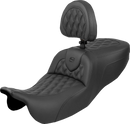 SADDLEMEN Roadsofa™ Seat - with Backrest - Lattice Stitch - FLRT/FLTRT '15-'25 815-07-182BR