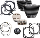 S&S CYCLE 132" Cylinder Kit - 4.500" Stroke - Black Granite w/Highlighted Fins - M8 910-0847A
