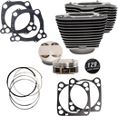 S&S CYCLE 129" Cylinder Kit - 4.375" Stroke - Wrinkle Black w/Highlighted Fins - M8 910-0843A
