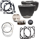 S&S CYCLE 132" Cylinder Kit - 4.500" Stroke - Wrinkle Black w/Highlighted Fins - M8 910-0845A