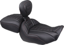 MUSTANG Deluxe Touring Solo Seat - w/ Backrest - Dark Cherry Stitch - FLT/FLH '23-'25 89401DC