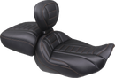 MUSTANG Deluxe Touring Solo Seat - w/ Backrest - Mandarin Orange Stitch - FLT/FLH '23-'25 89401MO