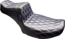 LE PERA Tailwhip Daddy Long Legs Seat - Black - Purple Double Diamond Stitch - FLT/FLH '24-'25 LV-587DLDD-P01