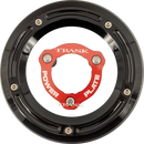 TRASK Derby Cover with Power Plate - Black/Red - Kit - '17-'25 Harley-Davidson TM-0051-BK-RD