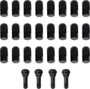 MOOSE OFFROAD Lug Nuts with Valve Stems - 12 mm x 1.50 - Black - Tapered - 24 Pack SP300MO207B-24