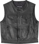 THRASHIN SUPPLY CO. Encinal Leather Shorty Riding Vest - Black - Small TMJ-17-08