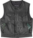 THRASHIN SUPPLY CO. Encinal Leather Shorty Riding Vest - Black - Small TMJ-17-08