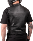 THRASHIN SUPPLY CO. Encinal Leather Shorty Riding Vest - Black - Small TMJ-17-08