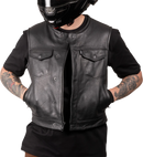 THRASHIN SUPPLY CO. Encinal Leather Shorty Riding Vest - Black - 3XL TMJ-17-13