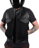 THRASHIN SUPPLY CO. Kanan Leather/Denim Riding Vest - Black - 3XL TMJ-13-13