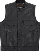 THRASHIN SUPPLY CO. Mulholland Leather Riding Vest - Black - Medium TMJ-14-09