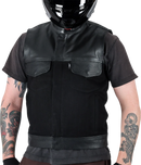 THRASHIN SUPPLY CO. Kanan Leather/Denim Riding Vest - Black - 3XL TMJ-13-13