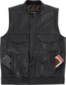 THRASHIN SUPPLY CO. Mulholland Leather Riding Vest - Black - Medium TMJ-14-09