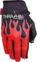 THRASHIN SUPPLY CO. Stealth Leather Palm Flame Gloves - Red - XL SV1-21-11