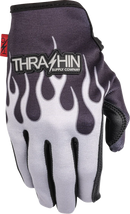 THRASHIN SUPPLY CO. Stealth Leather Palm Flame Gloves - Gray - Medium SV1-22-09