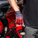 THRASHIN SUPPLY CO. Stealth Leather Palm Flame Gloves - Red - 2XL SV1-21-12