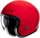 HJC V31 Solid Deep Red 2XL Motorcycle Helmet with Fiberglass Shell and Adjustable Visor