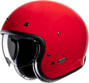 HJC V31 Solid Deep Red 2XL Motorcycle Helmet with Fiberglass Shell and Adjustable Visor