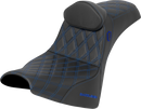SADDLEMEN Pro Series SDC Performance Seat - w/ Backrest - Blue Stitch - Gripper - FXBB/FXST '18-'25 SC81830DB1