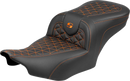 SADDLEMEN Roadsofa™ Seat - without Backrest - Orange Stitch - FLH/FLT '23-'25 823-07-21003