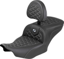 SADDLEMEN Roadsofa™ Seat - with Backrest - Silver Stitch - FLH/FLT '23-'25 823-07-210B5
