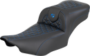 SADDLEMEN Roadsofa™ Extended Reach Seat - without Backrest - Blue Stitch - FLH/FLT '23-'25 823-07-21101